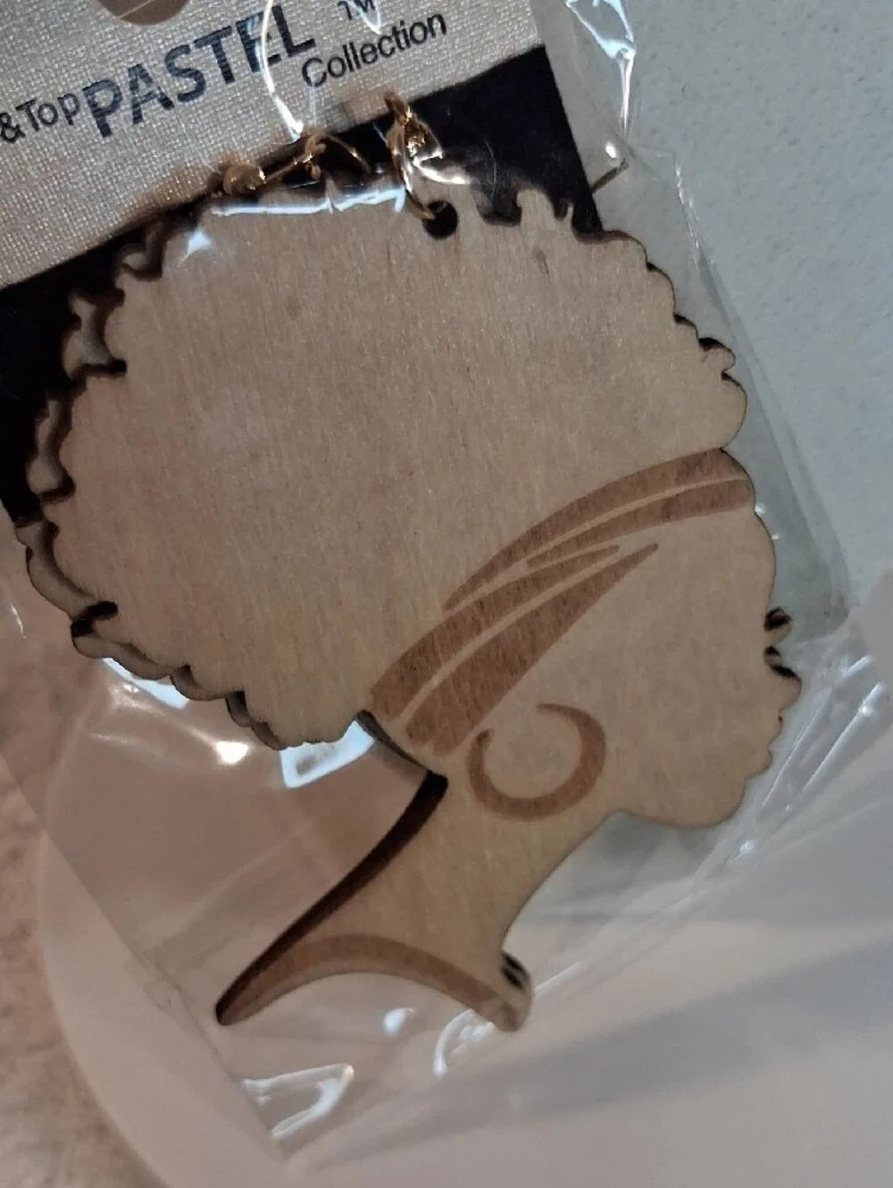 Natural Wood Afro Earrings